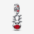 Red Nose Reindeer Murano Dangle Charm Hallmarked S925 Sterling Silver