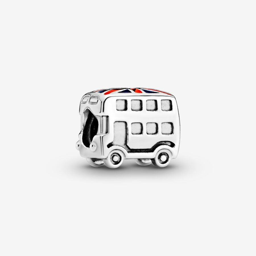 Union Jack London Bus Charm Hallmarked S925 Sterling Silver